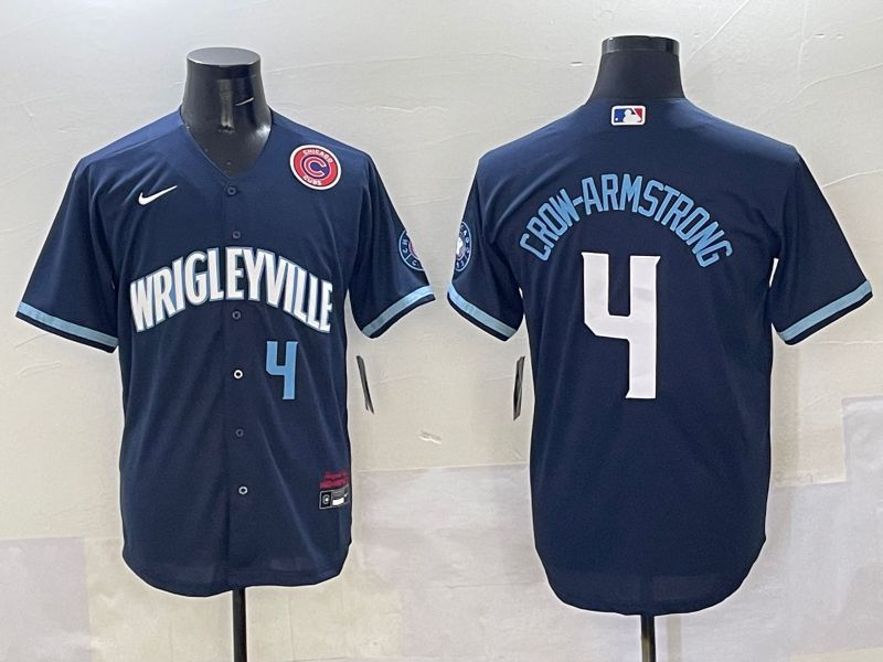 Men Chicago Cubs #4 Crow-Armstrong Dark Blue City Edition 2025 Nike MLB Jersey style 15
